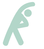 icon of a person stretching in light green