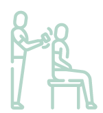 icon of physio treating seated patient in light green